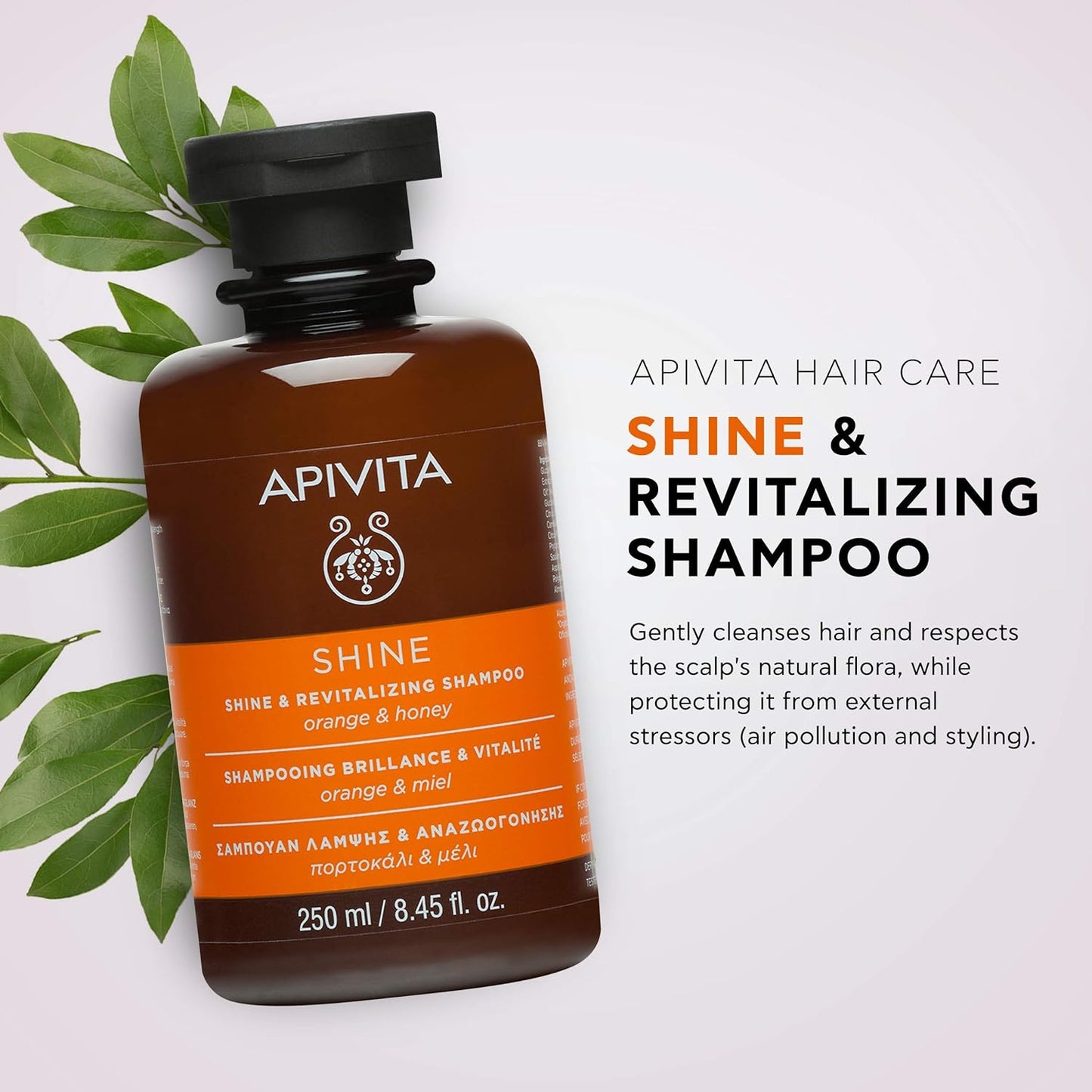 Apivitiva - Radiant Glow Shine & Revitalizing Shampoo with Orange & Honey Essence, 8.45 fl oz (250 ml)