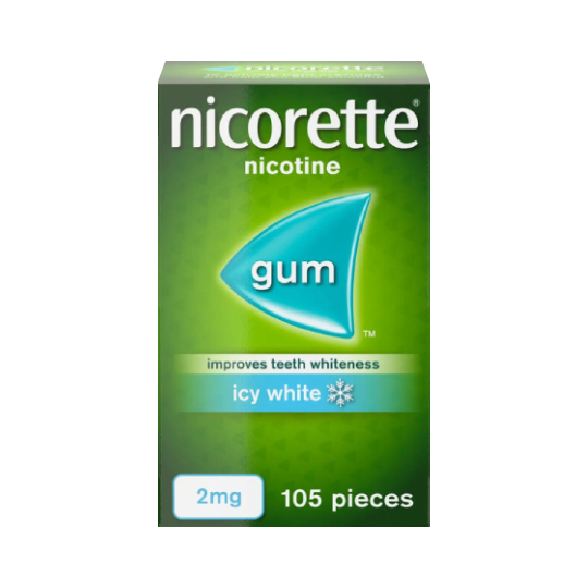 Nicorette Icy White Gum 2mg, 105 Pieces